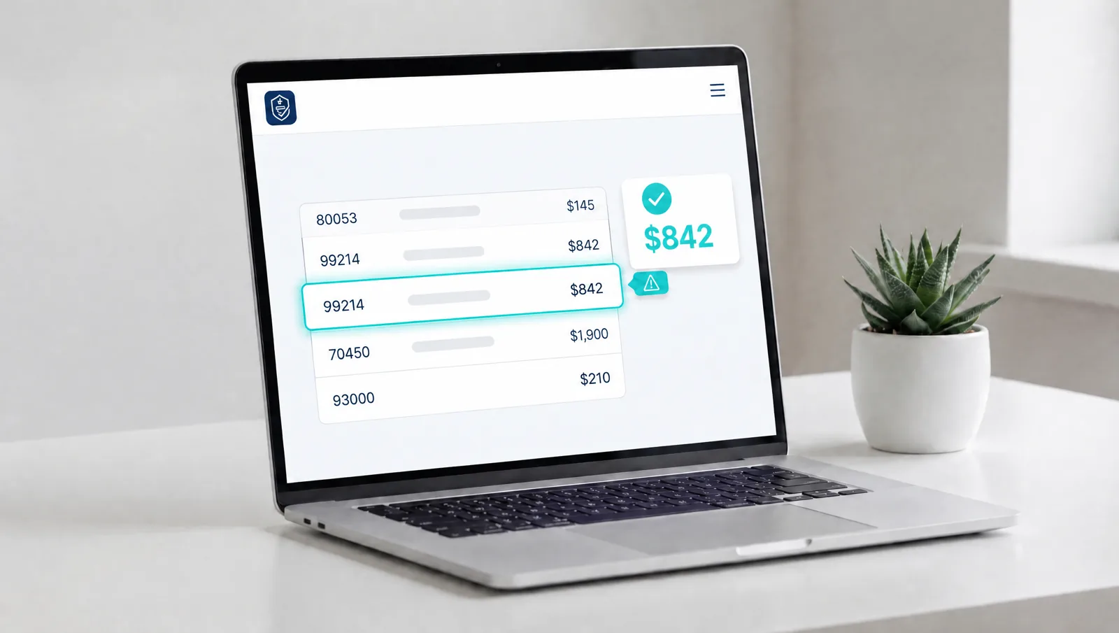 The MedPay Hub dashboard highlighting a duplicate charge on a bill