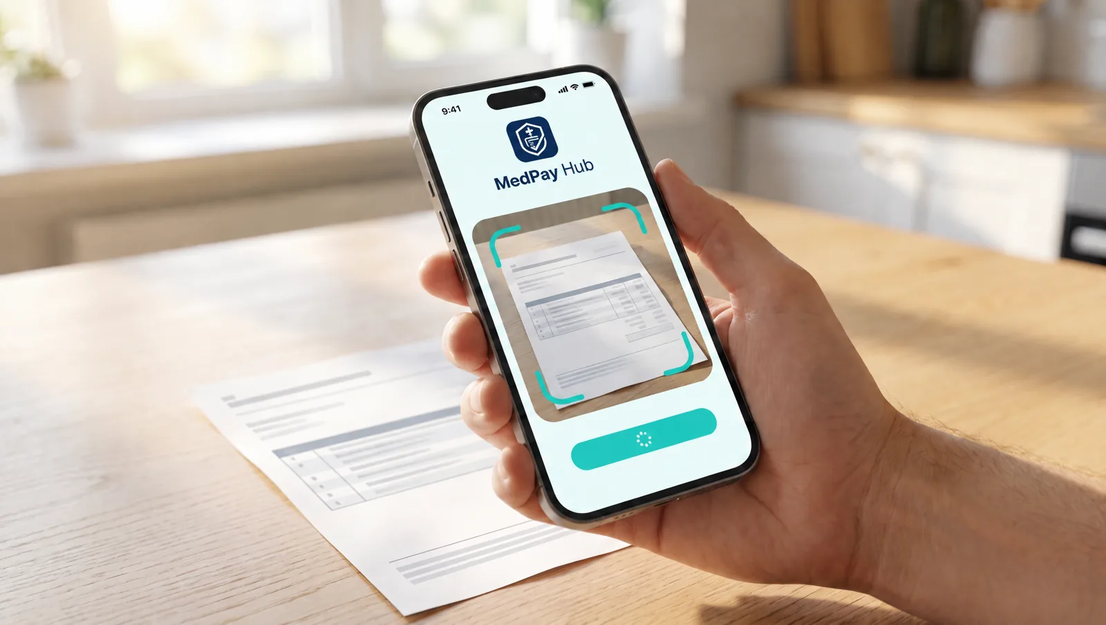 Scanning a hospital bill with the MedPay Hub app